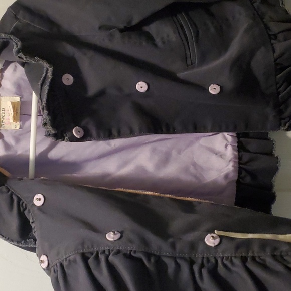 Crewcuts Ruffled Collar Jacket Blue with Lavender Trim Size 4/5 - Picture 3 of 9